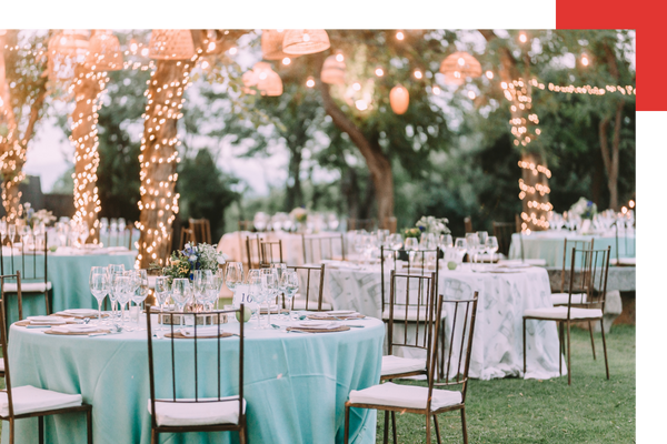 Outdoor wedding reception area