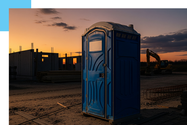 Portable toilet on a construction site.