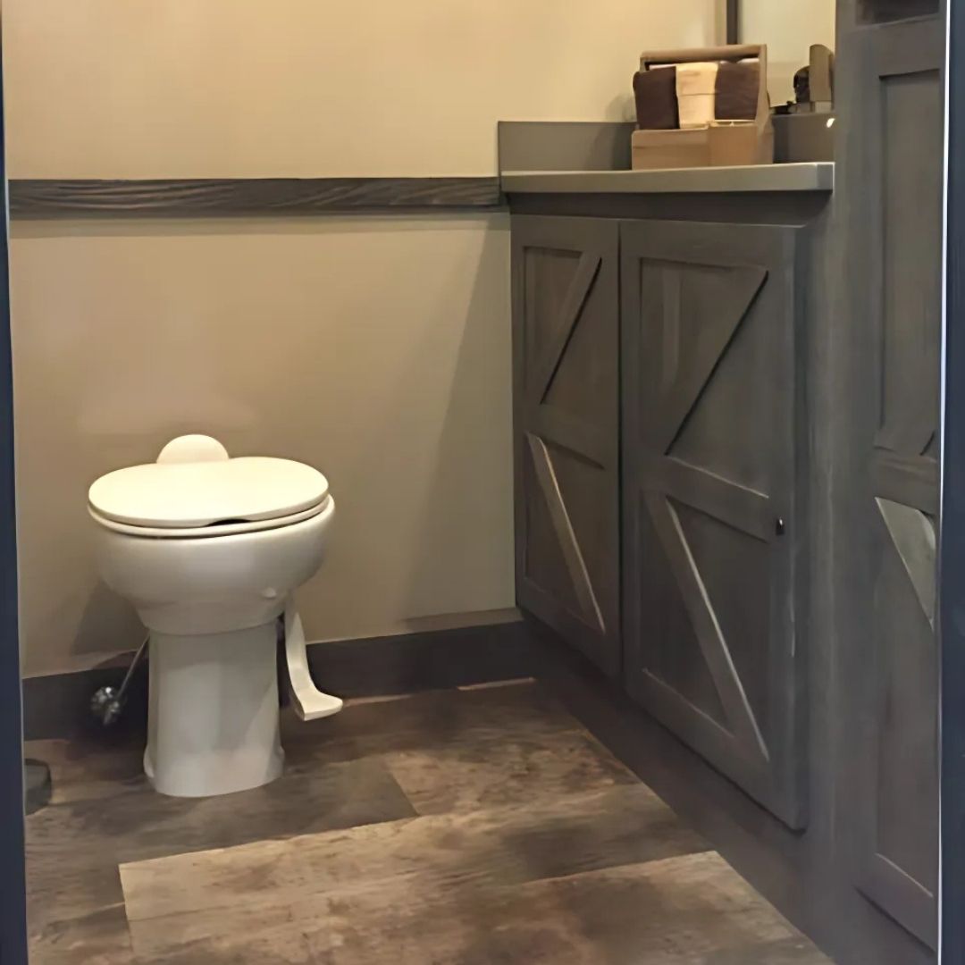 Restroom trailer.