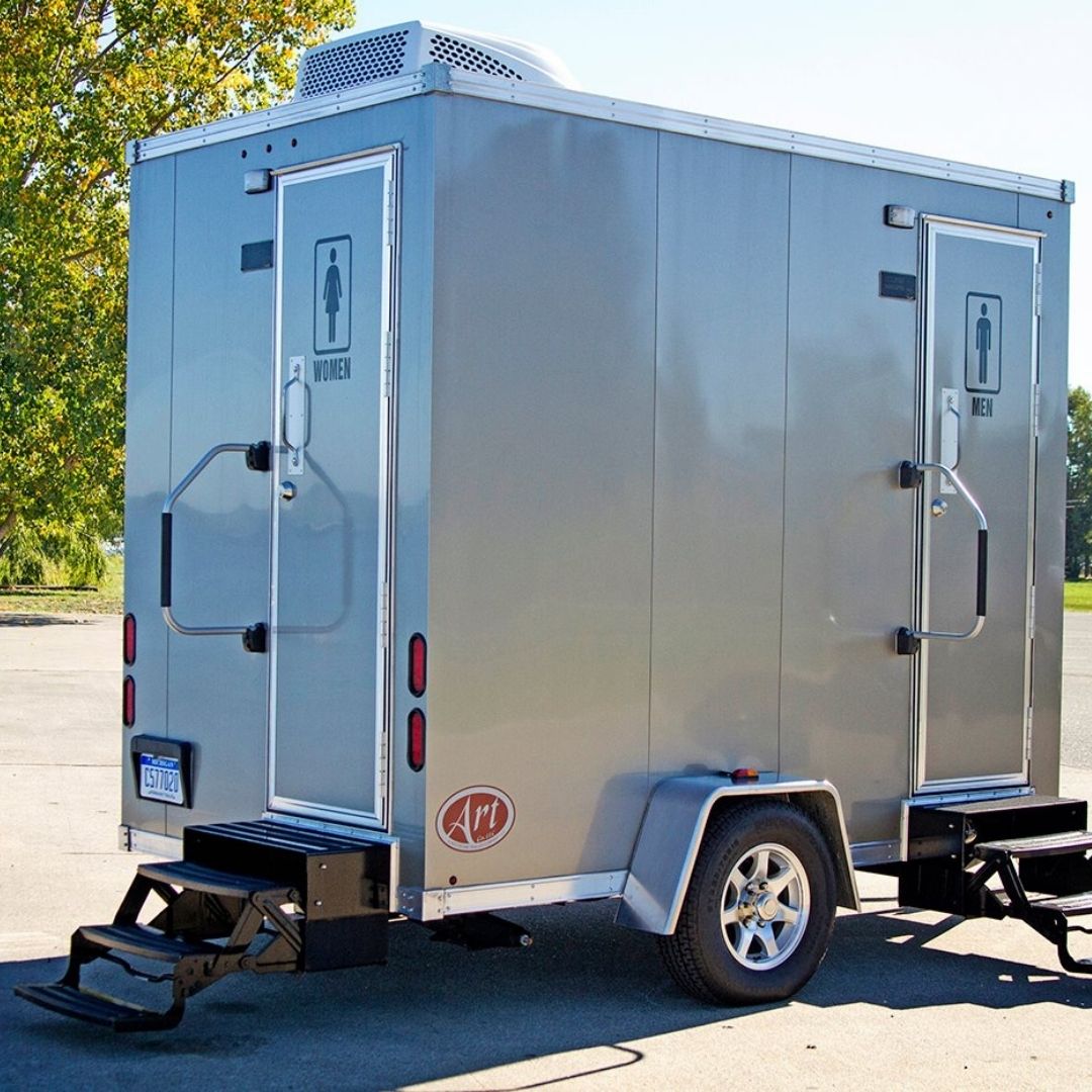 Restroom trailer.