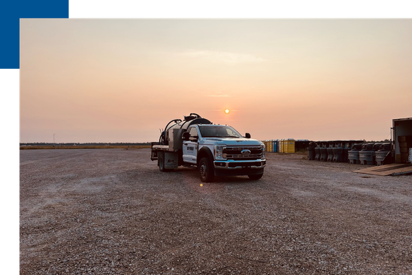 C&W Portables truck and portables at a construction site