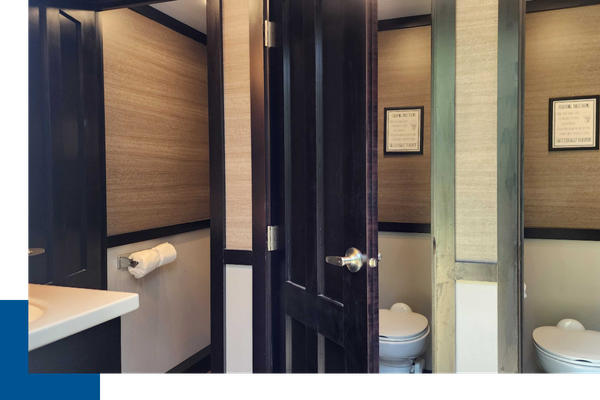 Interior of a luxury portable restroom