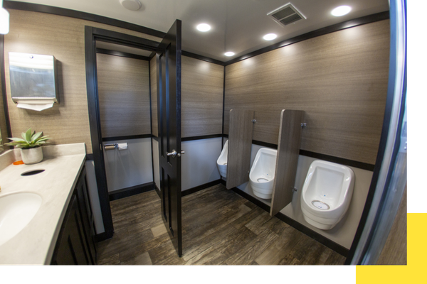 Interior of a luxury portable restroom