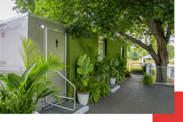 Exterior of a luxury portable restroom