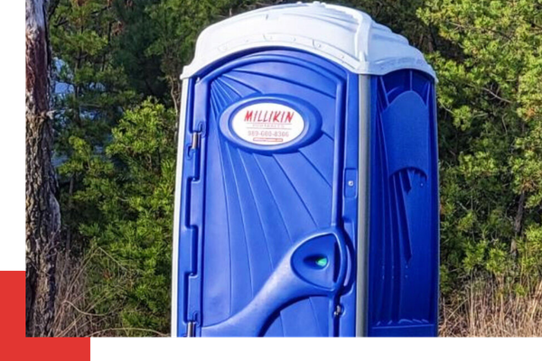 close up of a Millikin portable restroom