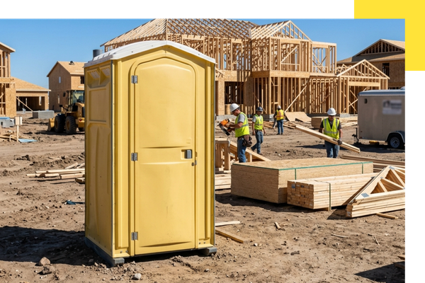 A durable porta john rental on an active construction site in Belmont.